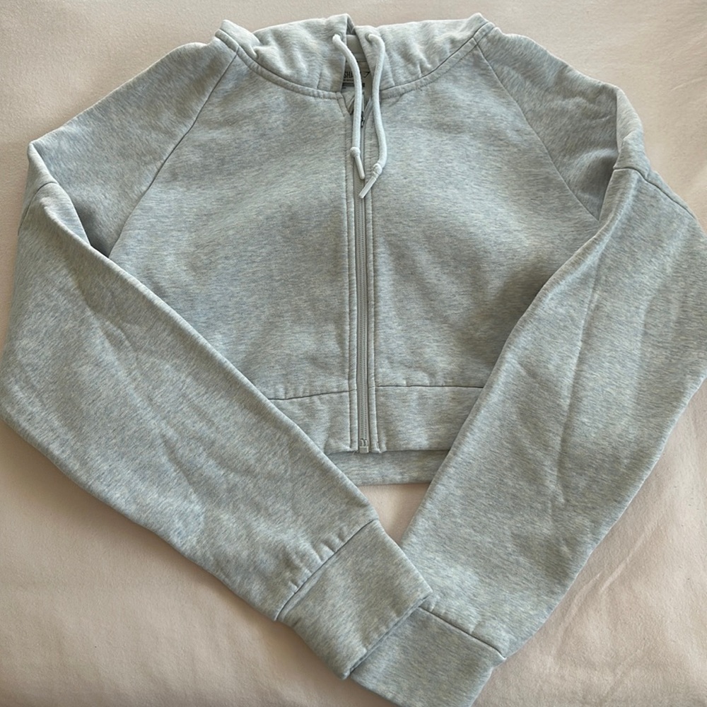 GymShark Light Gray Cropped Zip Hoodie